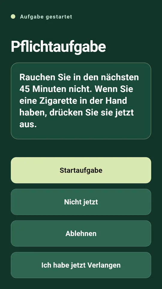 Eine kurze Aufgabe zu der Stunde, in der du sonst rauchst