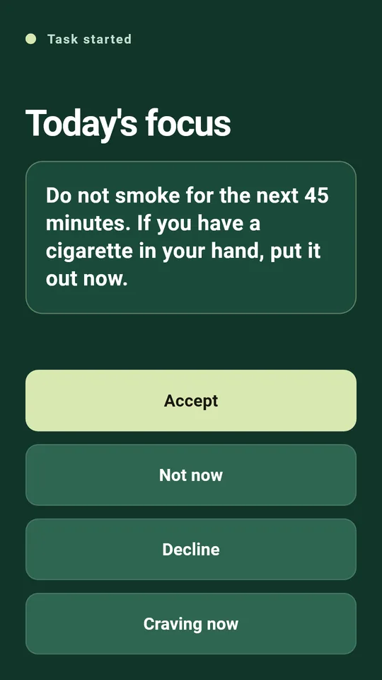 A short task at the hour you usually light up