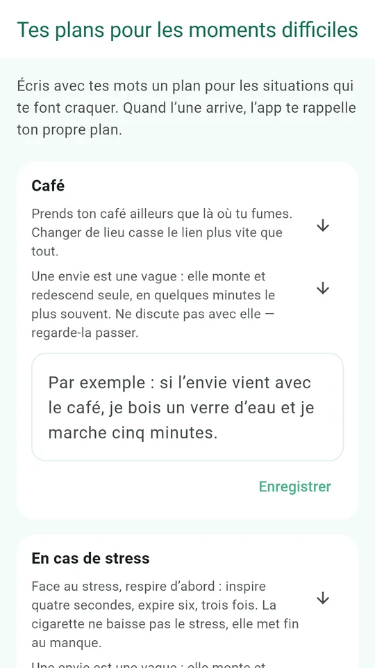 Tes propres plans pour les moments les plus durs