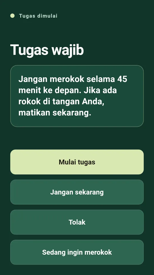 Tugas singkat di jam kamu biasanya menyalakan rokok
